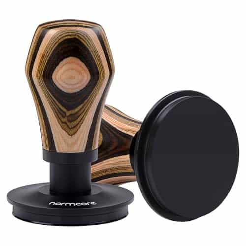Normcore 58.5mm Coffee Tamper V4.1, Espresso Spring Loaded Tamper With Titanium PVD Coating Flat Base, 15lb / 25lb / 30lbs Replacement Springs, Colorful Wood Handle