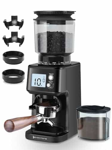 Homtone Conical Burr Espresso Coffee Grinder, Electric Coffee Grinder with 51 Precise Settings, 120V Espresso Grinder with Portafilter Holder, Adjustable for 2-12 Cups, Stainless Steel, Anti-static