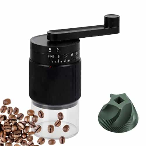 Manual Coffee Grinder - 95 Ceramic Burr, Adjustable Coarse to Fine, 30g Beans & 80ml Powder, Detachable Handle for Espresso, French Press, Camping