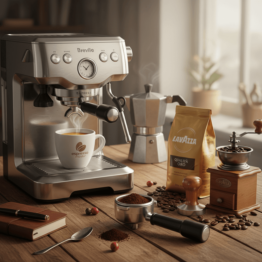 Fresh espresso shot pulling into a cup