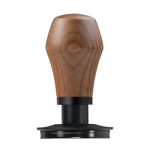 Normcore 51mm Espresso Coffee Tamper V4.1 with Click Sound Feedback, Spring Loaded Tamper With Titanium PVD Coating Ripple Base, Genuine American Walnut Handle with Silicone Stand