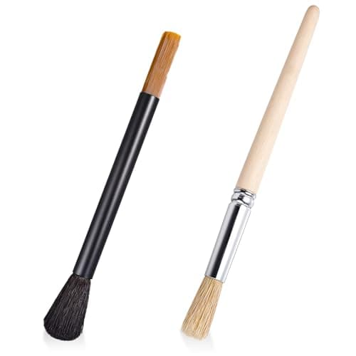 JJUNW 2 Pcs Coffee Brush, Coffee Brush Dust Removal and Descaling Kit Accessories, Wooden Handle Coffee Brush Barista Brush Tools for Coffee Machine, Toaster Cleaning