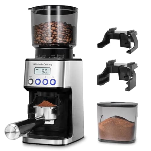 URintells Cuising Burr Coffee Grinder, Electric Coffee Grinder with 51 Grind Settings, Precision Timer, Stainless Steel Espresso Grinder with Anti-Static Design, Easy Clean and 3 Modes