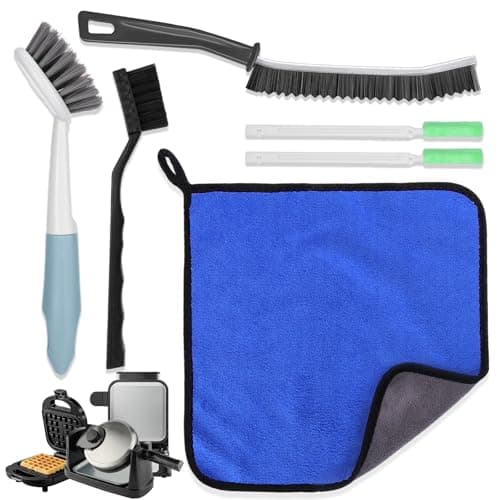 XANGNIER 6 Pcs Waffle Makers Clean Brush Kit for Belgian/Classic/Flip/Mini and All Iron Models - Non-Scratch Grid Brush emove Sticky Batter/Burnt Residue - Deep Clean Tool for Waffle Makers
