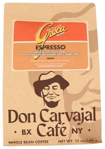 Don Carvajal Cafe Greca Blend Espresso Roast Whole Bean Coffee, 12 Oz