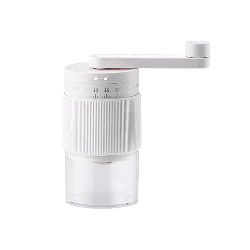Manual Coffee Grinder - 95 Ceramic Burr, Adjustable Coarse to Fine, 30g Beans & 80ml Powder, Detachable Handle for Espresso, French Press, Camping (white)