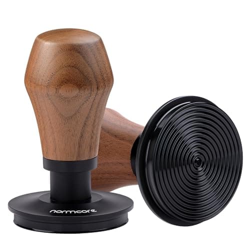 Normcore 53.3mm Coffee Tamper V4.1 with Click Sound Feedback, Espresso Spring Loaded Tamper With Titanium PVD Coating Ripple Base For Breville Sage 54mm Portafilters, Genuine American Walnut Handle