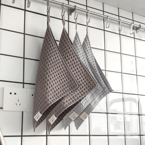 MOJAE Barista Towels 4 Pack - Espresso Machine Cloth Set- Waffle Weave Kitchen Dish Cloths - Coffee Accessories for Barista to Clean Steam Wand Coffee or Espresso Machine(12''x12'')