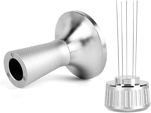 Decdeal 53mm Espresso Tamper, 2 in 1 Coffee Tamper with Stirrer, Stainless Steel Coffee Distributor Tamper Compatible with 54mm Breville Portafilter Basket (Silver)