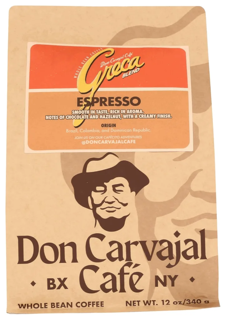 Don Carvajal Cafe Greca Blend Espresso Roast Whole Bean Coffee, 12 Oz