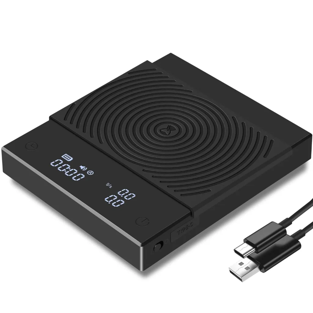TIMEMORE Basic Scale 2.0, high‑precision 0.1g coffee scale with flow‑rate timer