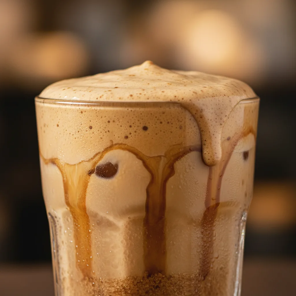 Brown Sugar Shaken Espresso at home, showing rich foam and syrup, quick and easy Starbucks-inspired drink