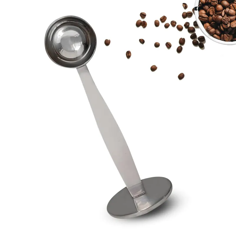 2-in-1 Coffee Scoops, 304 Stainless Steel Tablespoon Measure Spoon, with Pressed Bottom for Coffee Bean Press Coffee Grinding Pressing（Silver15 ml） Silver Silver