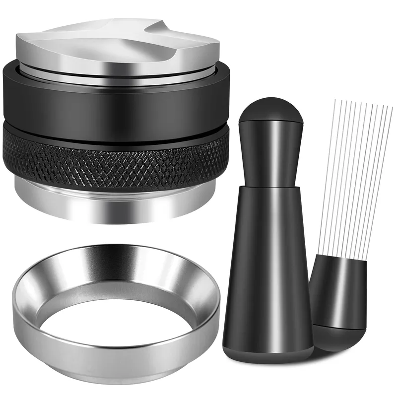 51mm Espresso Accessories Kit, Coffee Distributor and Tamper Leveler, WDT Tool and Dosing Funnel Set Fits Delonghi 51 mm Espresso Machines and Portafilters
