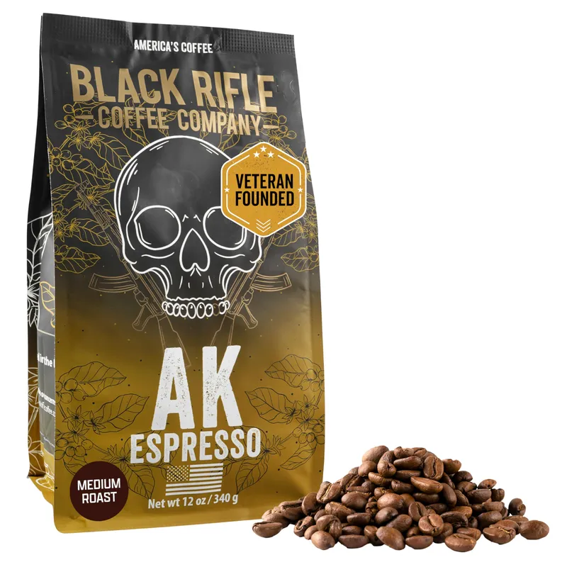 Black Rifle Coffee Company, AK-47 Espresso,100% Arabica Coffee,Colombian Supremo Roasted Dark, Whole Bean 12 oz Bag AK Espresso 12 Ounce (Pack of 1)