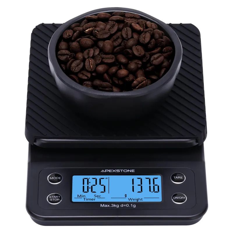 Coffee Scale with Timer Small, Apexstone Espresso Scale with Timer Small, Espresso Coffee Scale with Timer for Pour Over Coffee (Batteries Included)
