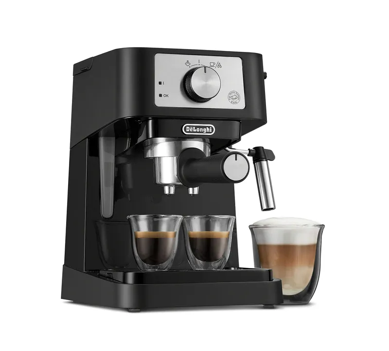 De'Longhi Stilosa Manual Espresso Machine, Compact Coffee Maker, 15 Bar Pump Pressure, Manual Milk Frother Steam Wand for Authentic Single & Double Espresso, Lattes & Cappuccinos, Tamper Included Stliosa Espresso Machine