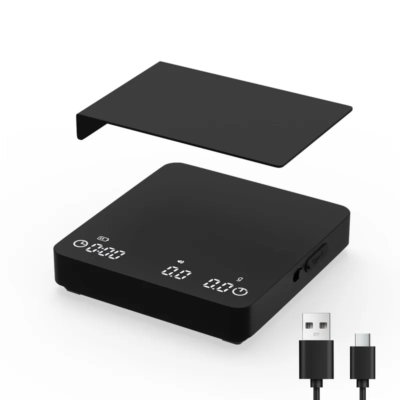 Digital Coffee Scale, 2kg/0.1g High Precision Mini Espresso Coffee Scale with Timer, Rechargeable, for Espresso and Pour-Over Coffee