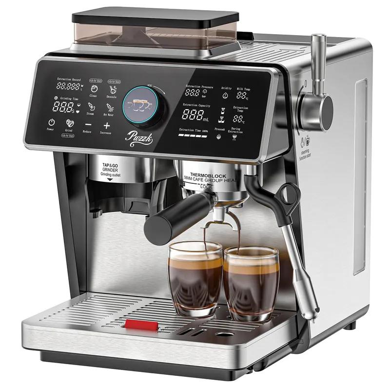 Dual Boiler Semi-Automatic Espresso Machine with Built-in Grinder, 58mm Portafilter, TFT Display & Milk Frother Steam Wand – Professional Coffee Maker for Home Barista