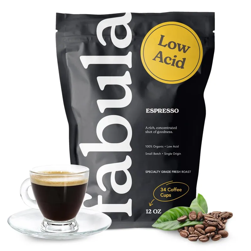 Fabula Low Acid Coffee Beans Whole, Organic Espresso Coffee