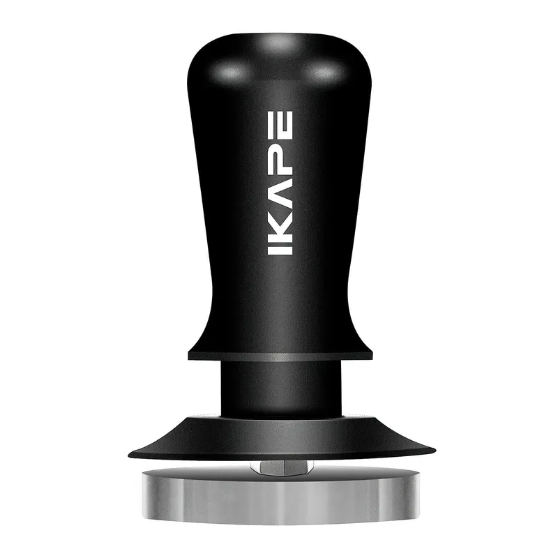 IKAPE 53.3mm Espresso Tamper, Premium Barista Coffee Tamper with Calibrated Spring Loaded, Threaded Stainless Steel Base Tamper Fits for Breville Series 54mm Portafilter Basket Black 53MM
