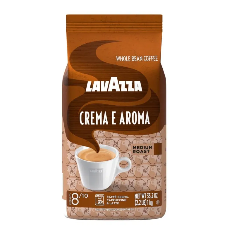 Lavazza Crema E Aroma Whole Bean Coffee Blend, 2.2-Pound Bag , Balanced medium roast with an intense, earthy flavor and long lasting crema, Non-GMO Crema e Aroma 35.2 Ounce (Pack of 1)