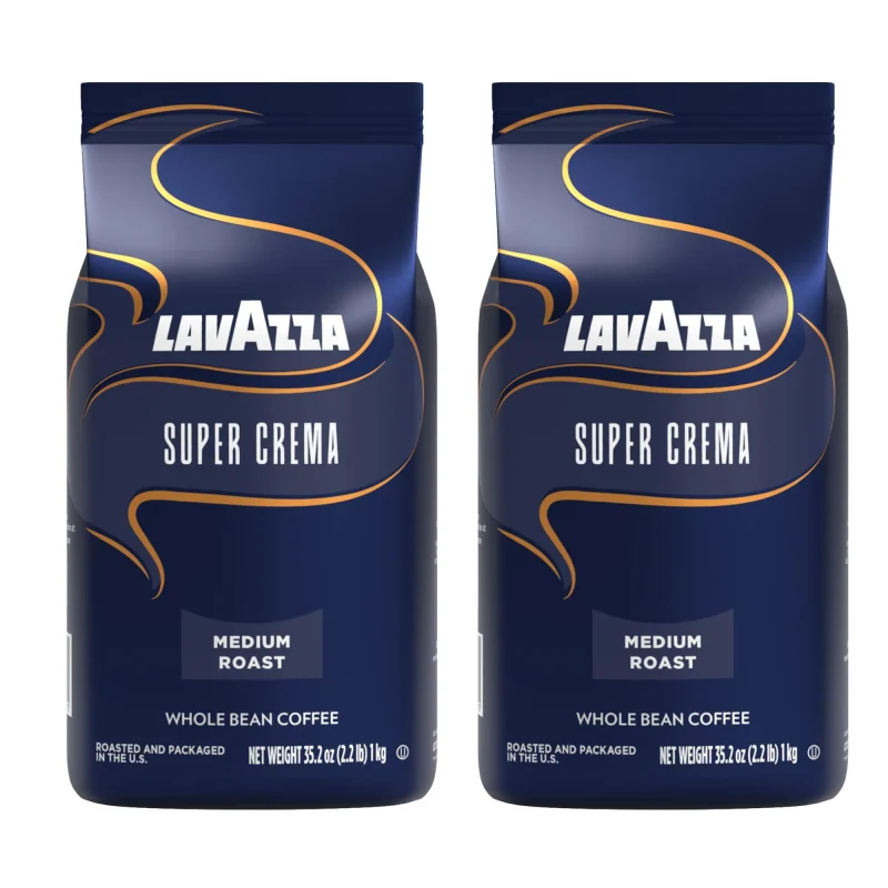Lavazza Super Crema Whole Bean Coffee Blend, Medium Espresso Roast, 4.4 .lbs, 2 Pack Hazelnut Brown Sugar 35.2 Ounce (Pack of 2)