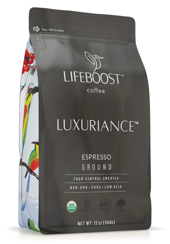 Lifeboost Organic Espresso Ground Coffee - Non-GMO Low Acid Single Origin USDA Shade Grown Organic Espresso Coffee - Third Party Tested For Mycotoxins & Pesticides 12oz Bag GROUND Espresso 12 Ounce (Pack of 1)