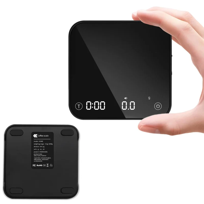 Mini Coffee Scale with Timer Automatic, 0.1g/2000g Rechargeable Precision Espresso Scale