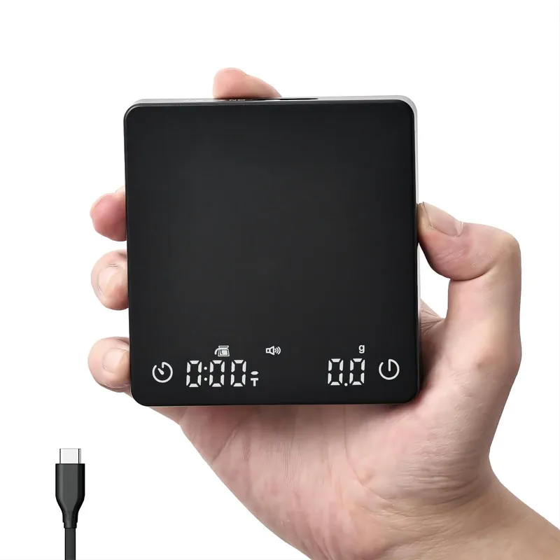 Mini Coffee Scale with Timer,Rechargeable Espresso Scale,2kg/0.1g Precision Scale for Espresso&Pour-Over Coffee,Portable Digital Kitchen Scale,Black