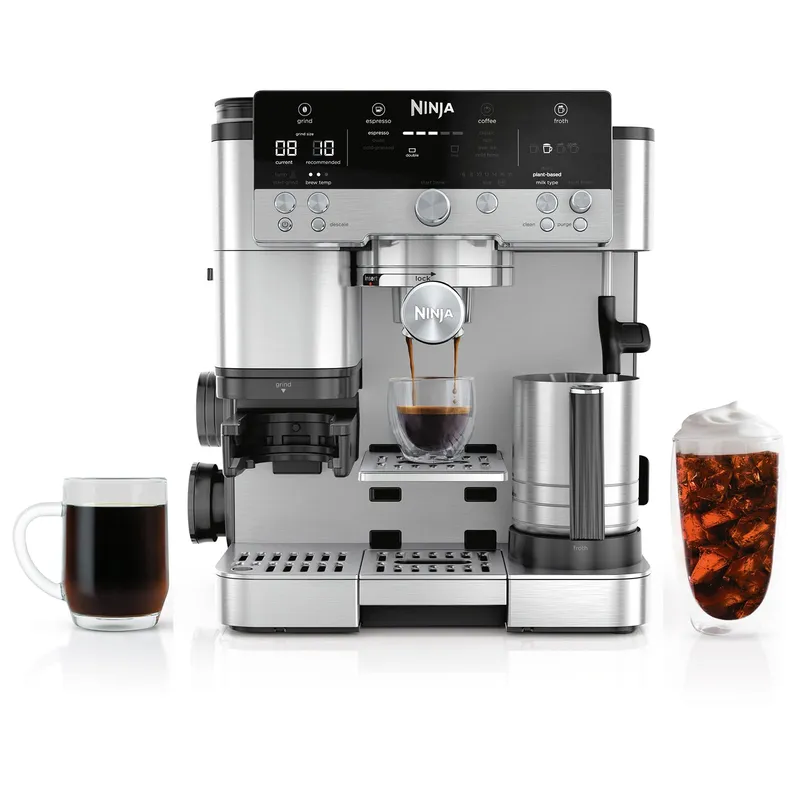 Ninja Luxe Café 3-in-1 Espresso, Drip Coffee and Cold Brew Machine | Integrated Coffee Grinder, Milk Frother, Assisted Tamper & Built-In Espresso Accessory Storage | Stainless Steel | ES601 Luxe Cafe Stainless Steel