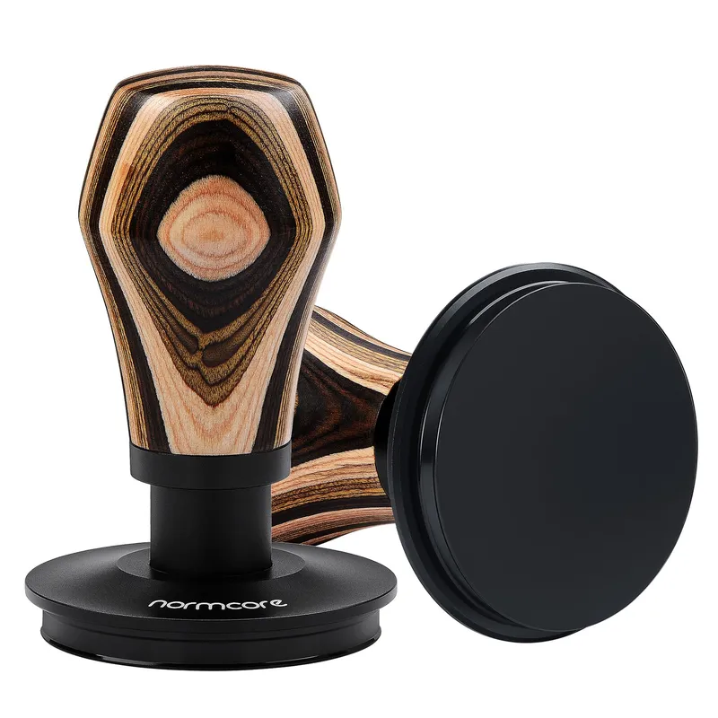 Normcore 53.3mm Coffee Tamper V4.1, Spring Loaded Tamper with Titanium PVD Coating Flat Base, Espresso Tamper Fits 54mm Breville Sage Portafilters, Colorful Wood Handle