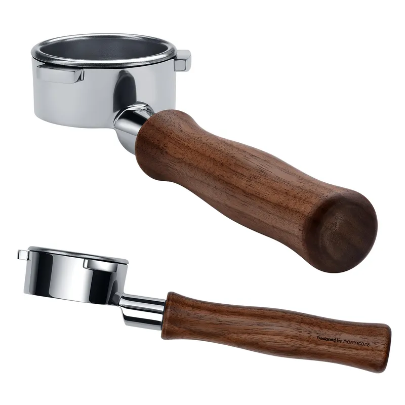 Normcore 54mm Bottomless Portafilter, Naked Portafilter Fits Breville Sage Barista Express Machines, 18g Filter Basket Included, Genuine American Walnut Handle Walnut 54mm Fits Breville / Sage