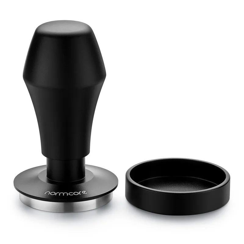 Normcore V4 Coffee Tamper 53.3mm - Spring-loaded Tamper – Barista Espresso Tamper with 15lb / 25lb / 30lbs Replacement Springs - Anodized Aluminum Handle and Stand - Flat Base