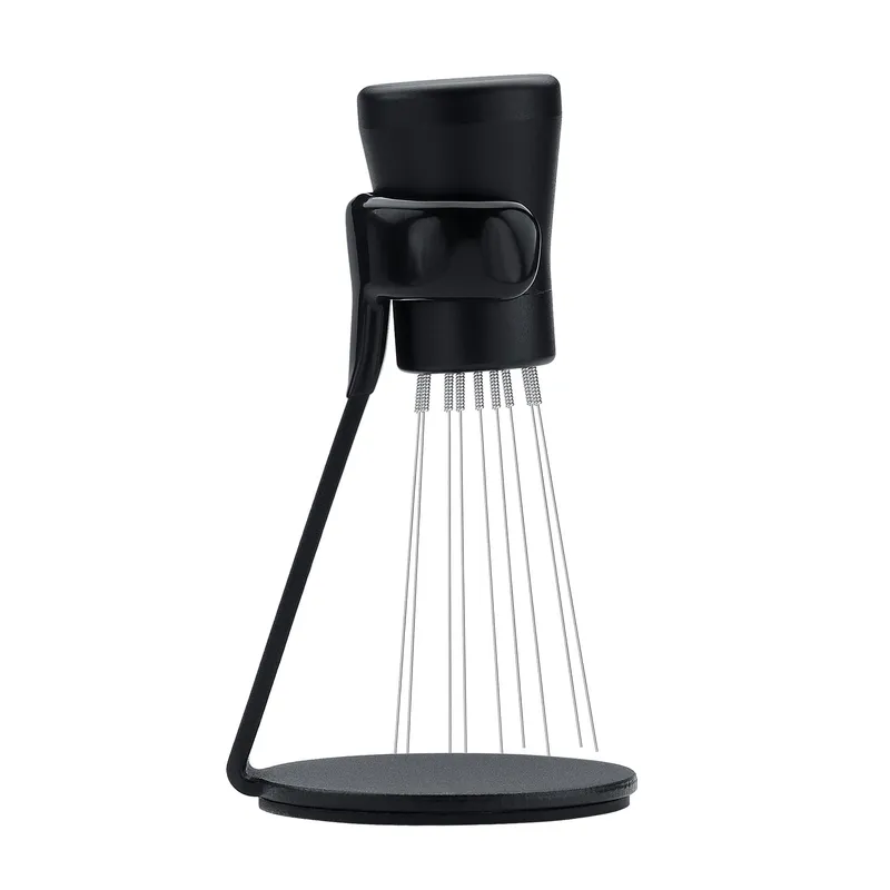 Normcore WDT Distribution Tool V2.1 with Stand - 0.23mm 8 Prong Espresso Distribution Tool - Magnetic Coffee Stirrer with 16 Extra Needles Black