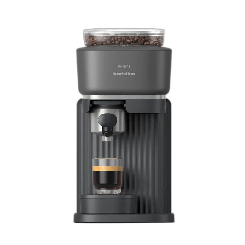Philips Baristina Espresso Machine, Grind, Tamp & Brew Coffee Beans in One Swipe, Compact, 16 Bar Pump Pressure, Automatic Grinder, Black with Black Portafilter (BAR300/60) Espresso Machine Black