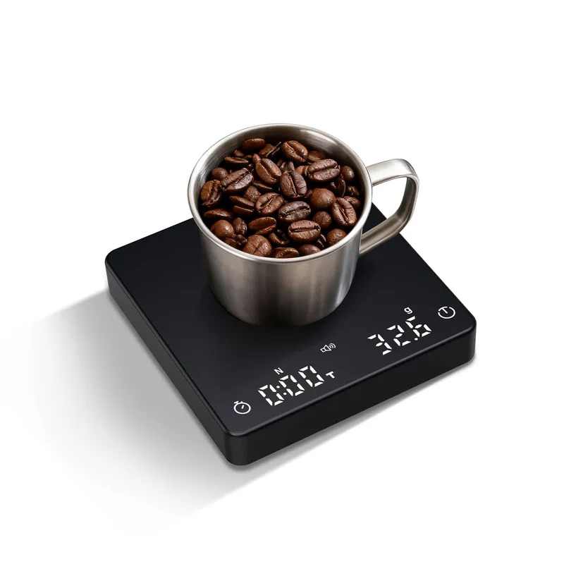 Rechargeable Coffee Scale with Auto Timing,Mini Espresso Scale with Timer, 2kg/0.1g High Precision Scale for Coffee Beans, Black M3-W 2.0