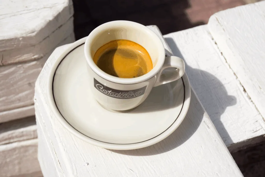 cop up espresso in a cafe with beautiful espresso crema