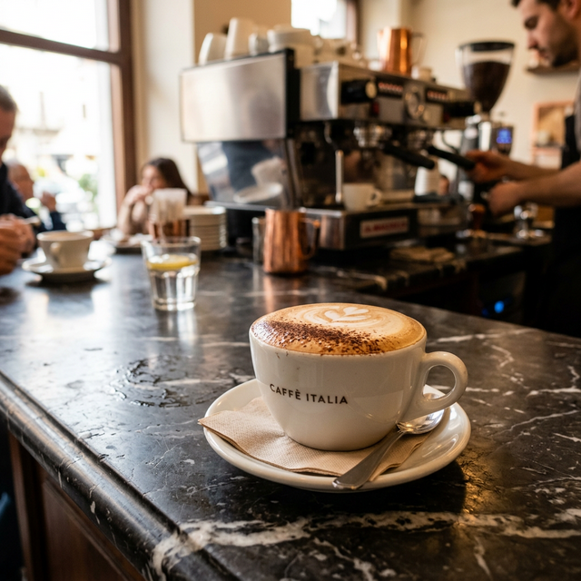 Classic Italian cappuccino with thick microfoam