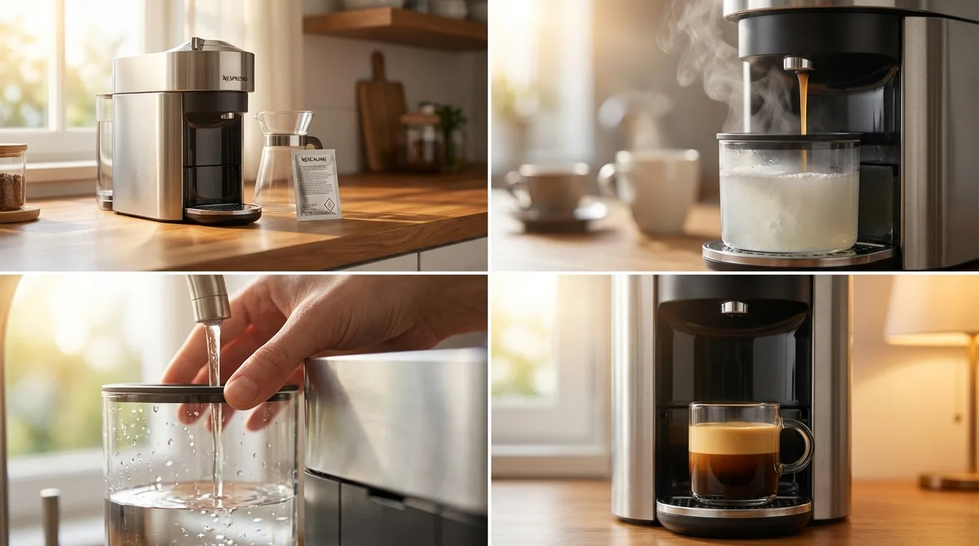 Step-by-Step Nespresso Descaling Instructions (Vertuo Next) - Nespresso Descaling Instructions: Official Navigation Guide